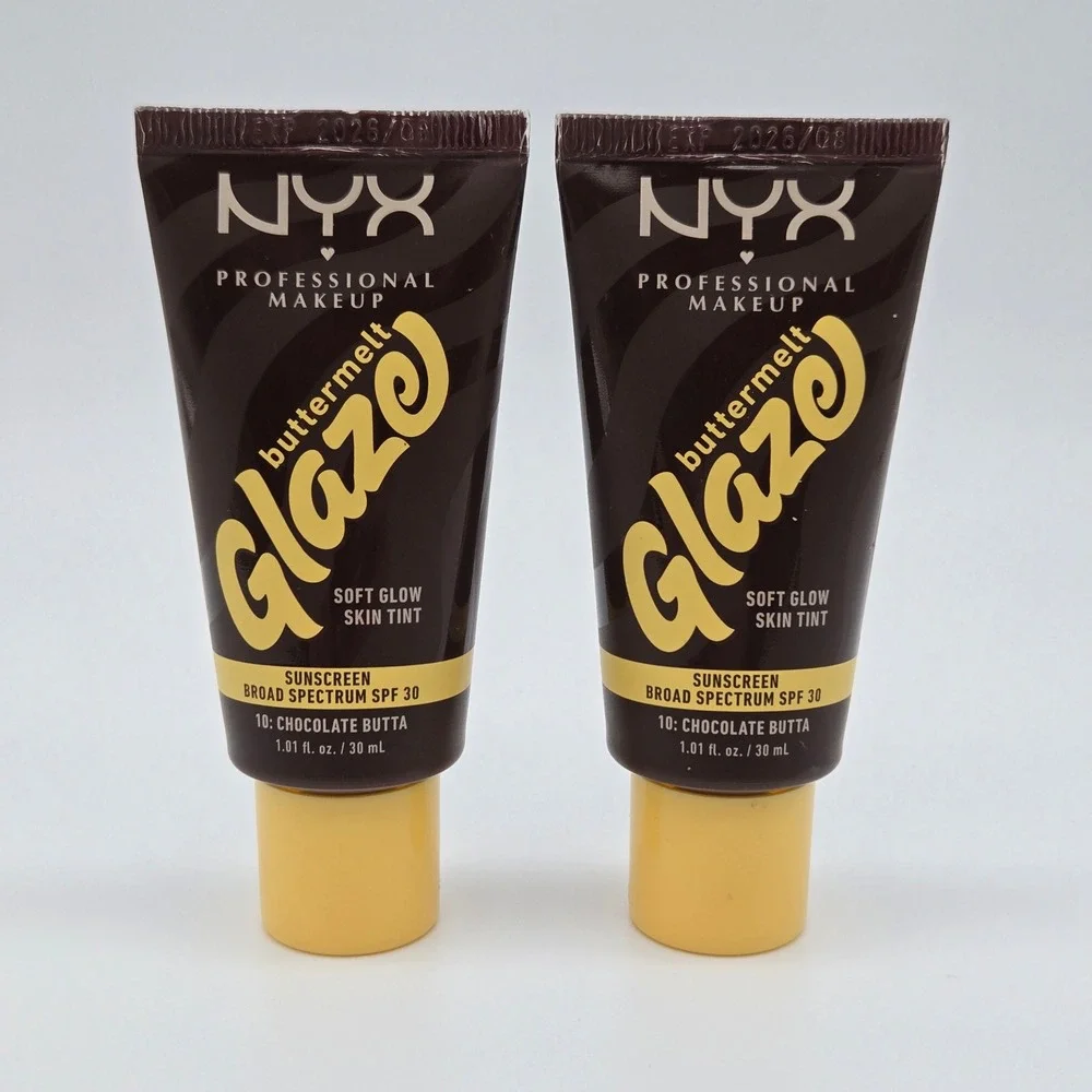 NYX Buttermelt Glaze Soft Glow Skin Tint 1.01 oz Chocolate Butta SPF 30 Lot of 2